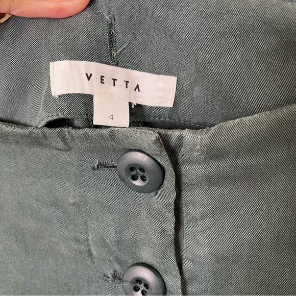 VETTA Capsule Button Fly Culottes Pants Green Tencel Wide Leg High Waist Size 4 - Picture 7 of 9